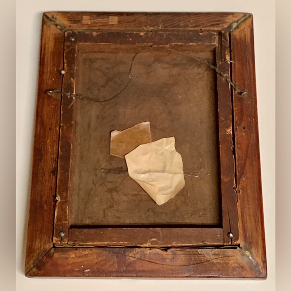 Antique Rustic Wooden Framed Oil on Canvas Portrait of Dog - Picture 9 of 11